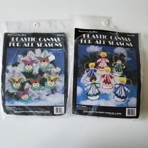 Plastic Canvas For All Seasons 2 Kits Christmas Ornaments Angels Jesters  Sewing